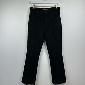 Vintage Lauren Ralph Lauren Embroidered Jeans Straight High Rise Size 6 Black.